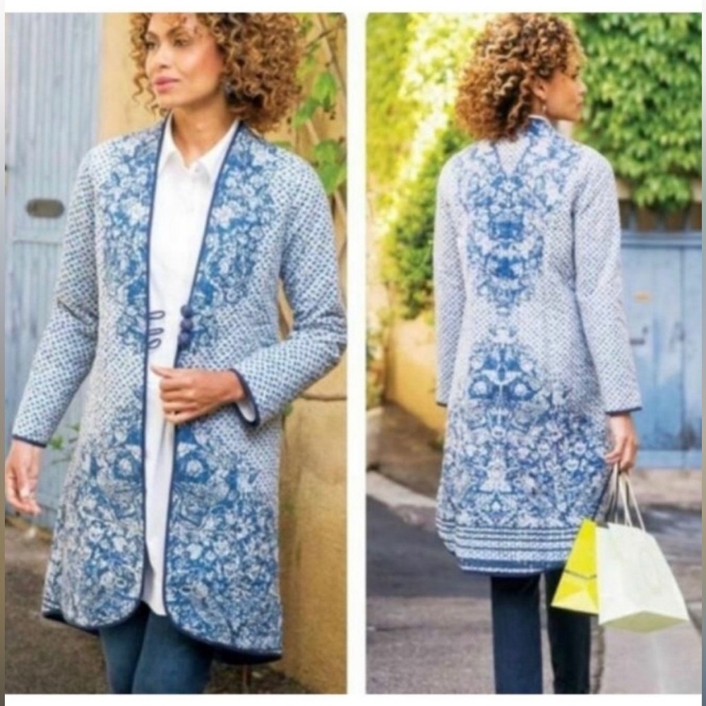 Soft Surroundings Blue Floral Jacket - Picture 3 of 8